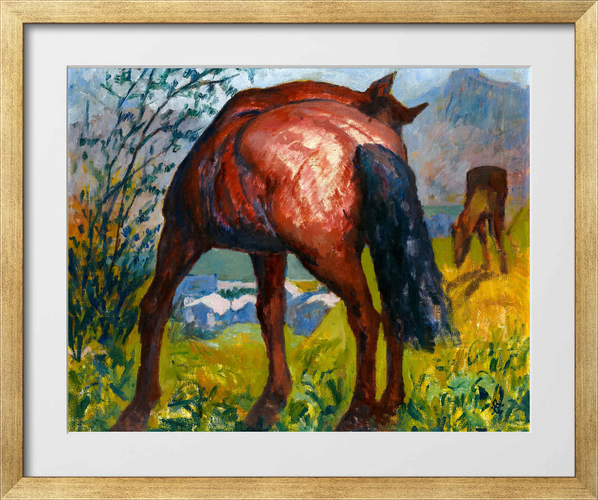 Giovanni Giacometti, Red Horse — gold frame