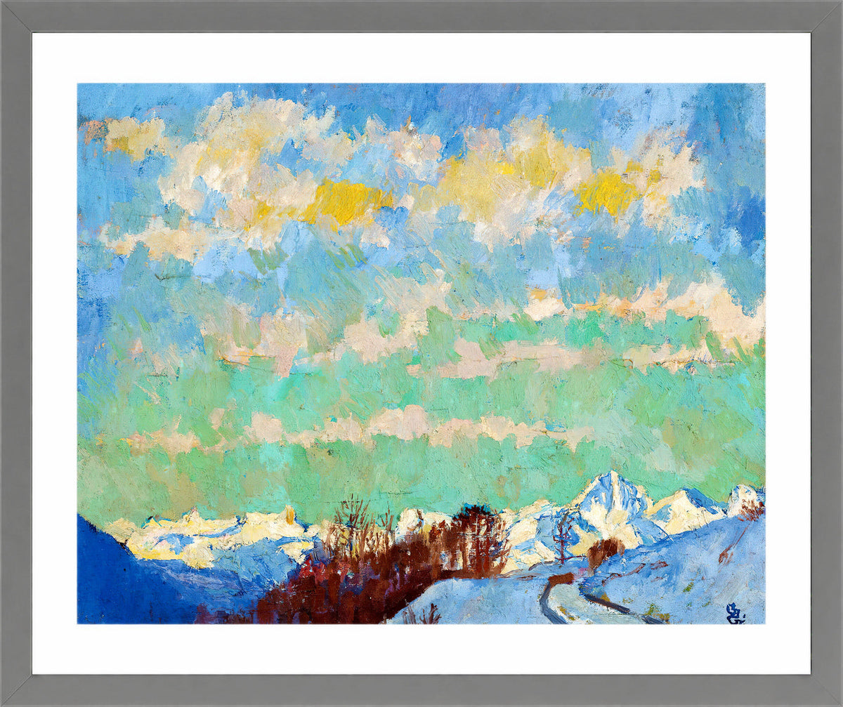 Giovanni Giacometti, View from Stampa towards Italy (1924) — light grey frame
