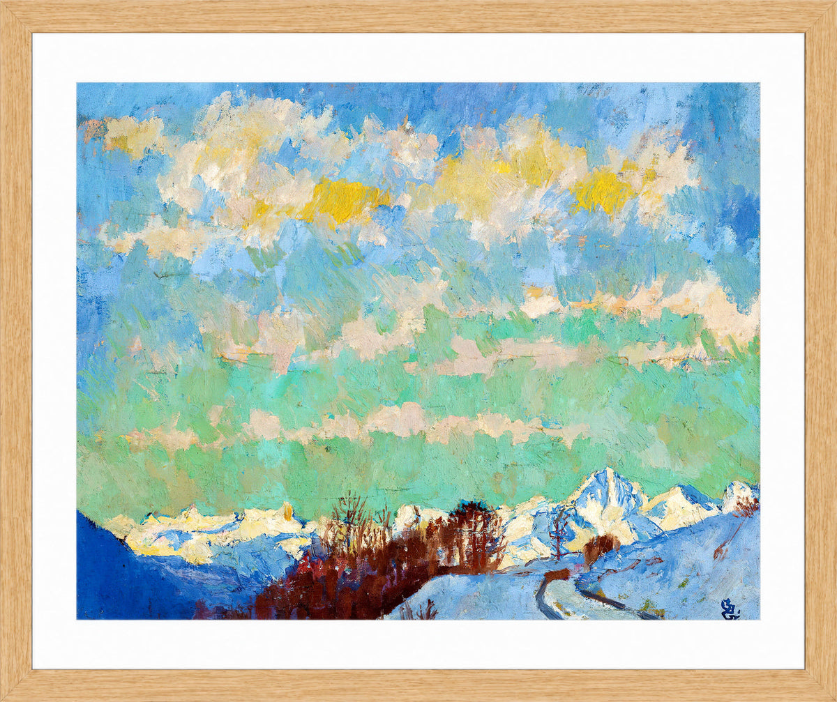 Giovanni Giacometti, View from Stampa towards Italy (1924) — oak frame