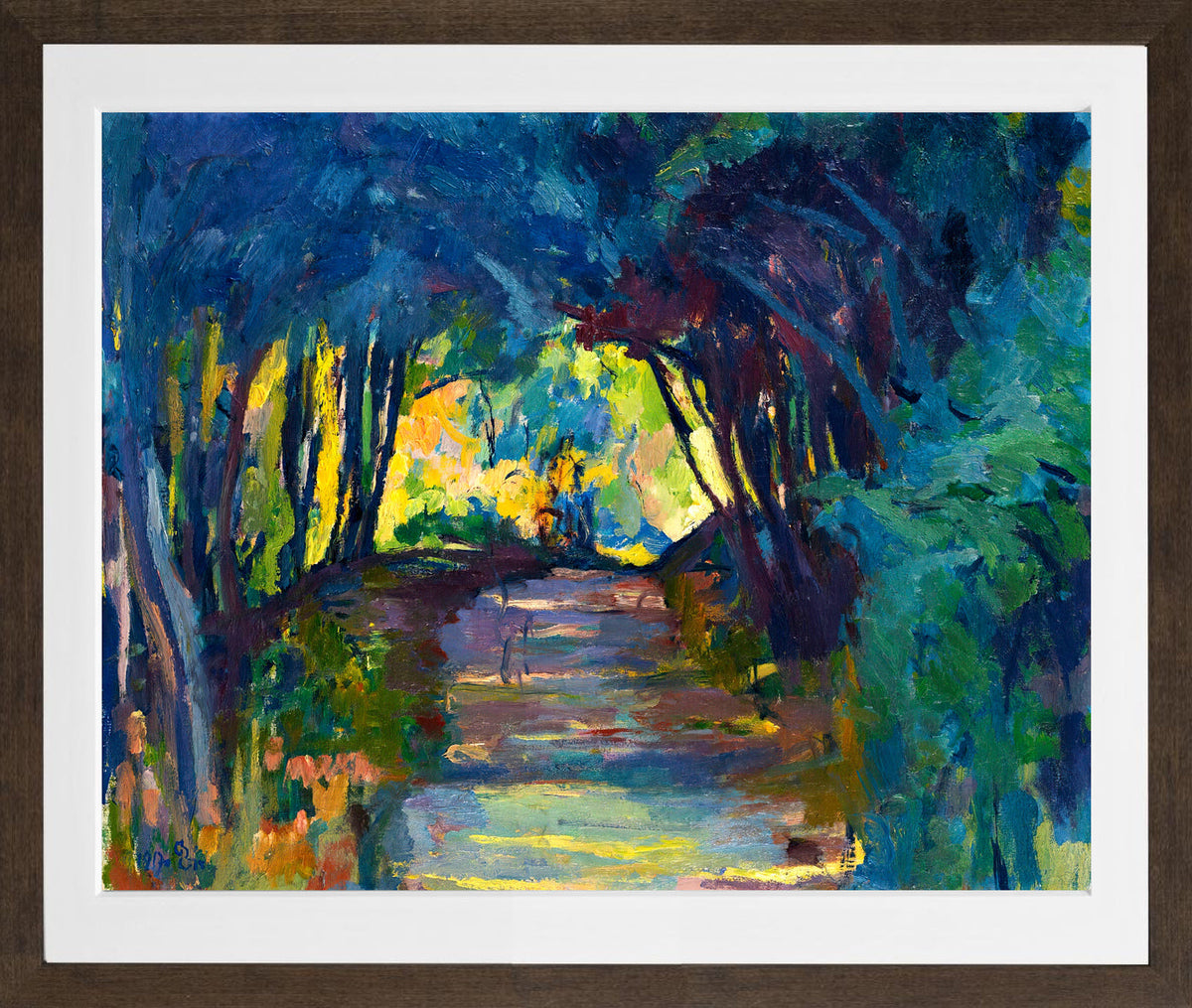 Giovanni Giacometti, Waldweg (1917) — brown frame