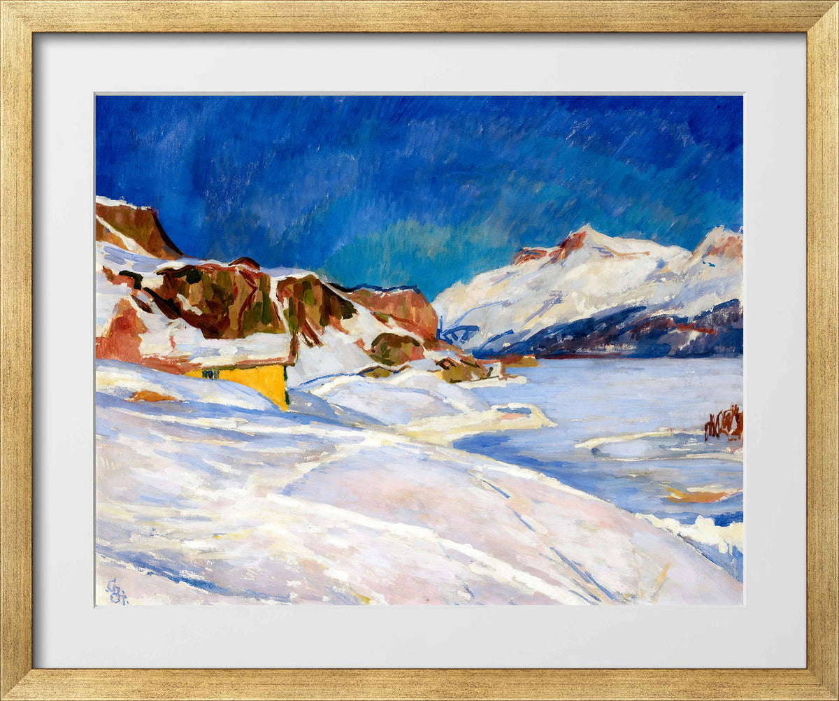 Giovanni Giacometti, Winter Landscape near Capolago (1930) — gold frame