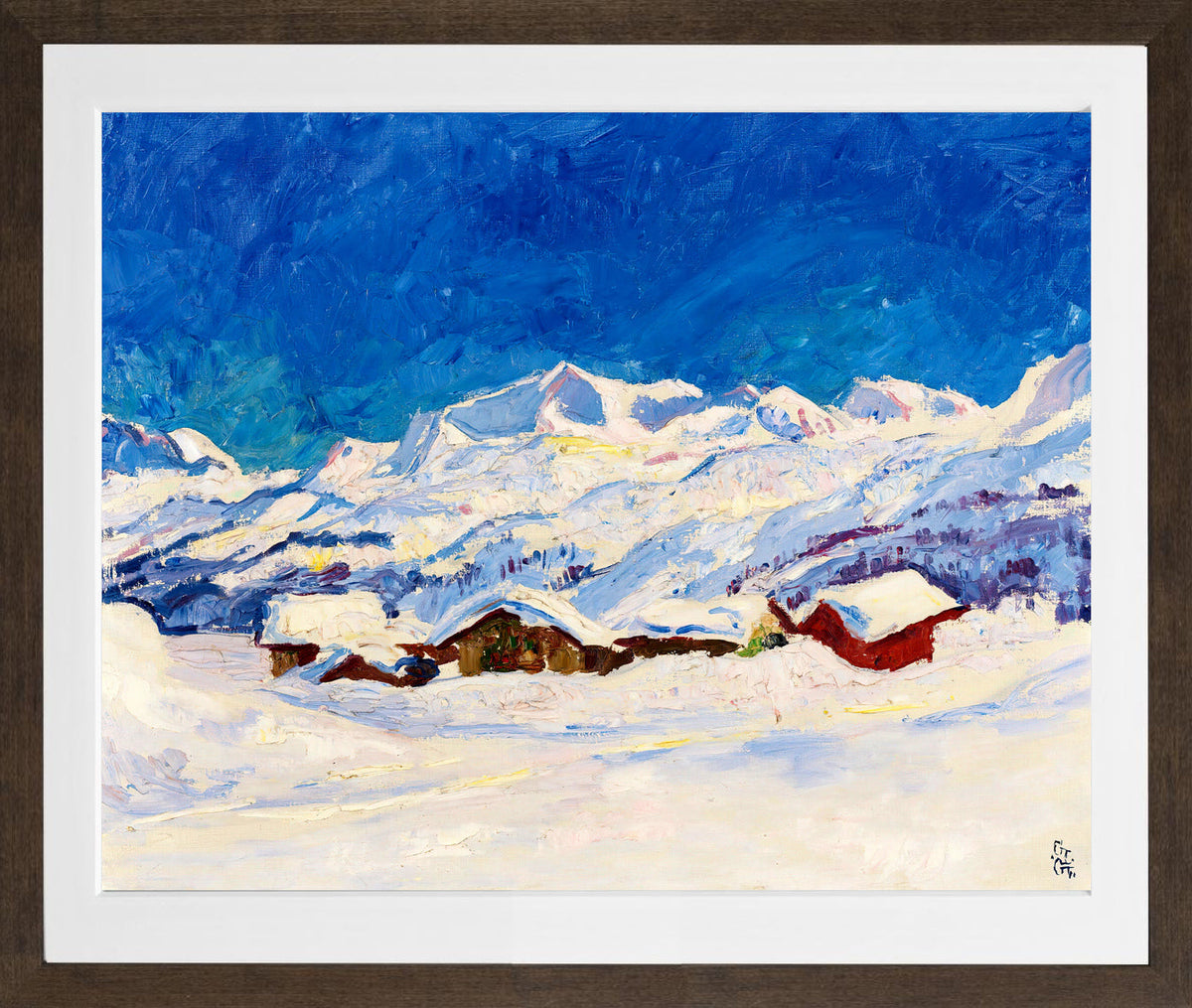 Giovanni Giacometti, Winter Landscape near Maloja (1927) — brown frame