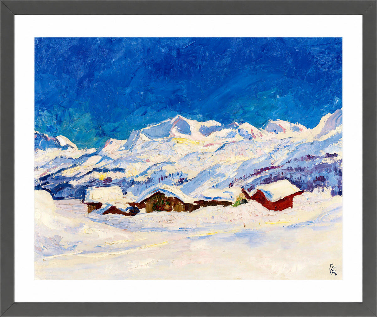 Giovanni Giacometti, Winter Landscape near Maloja (1927) — dark grey frame