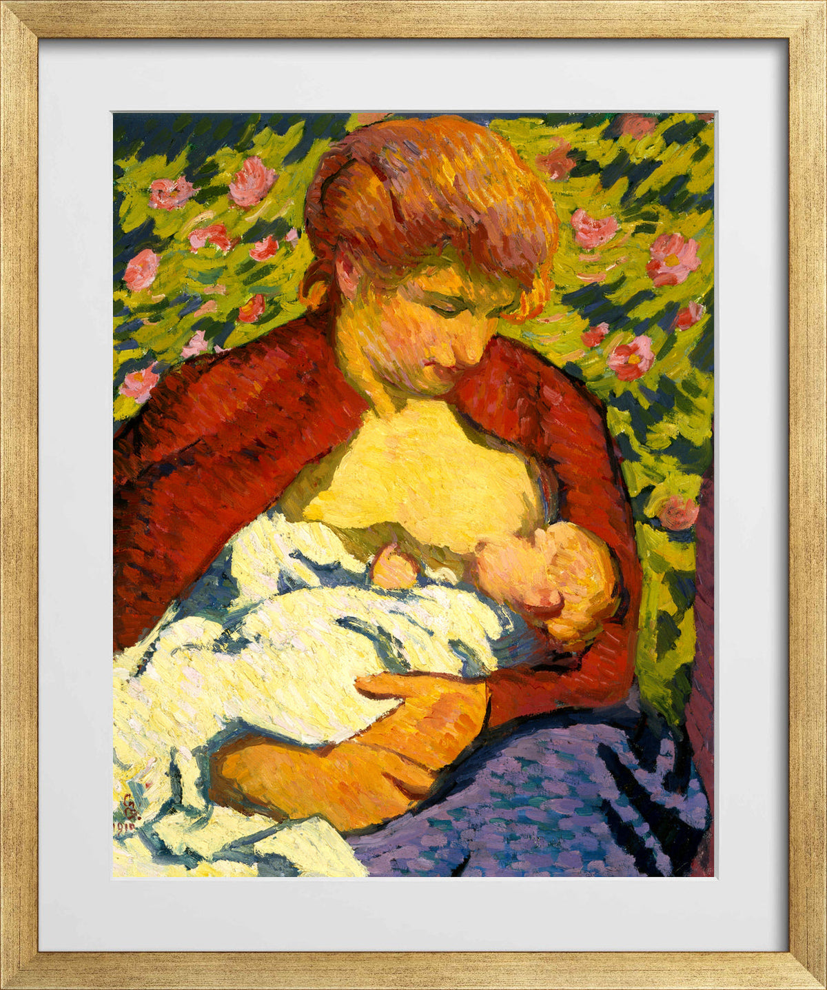 Giovanni Giacometti, Young Mother (1910) — gold frame
