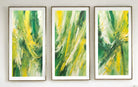 Extra Large Abstract Art, Set of 3 Yellow Green Prints