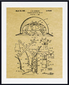 Vintage patent art print of an inventor's device for hard hat