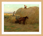 Harold Harvey Print, Building the hayrick (1902) in an oak frame