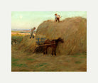 Harold Harvey Print, Building the hayrick (1902) with an off-white border for rolled canvas