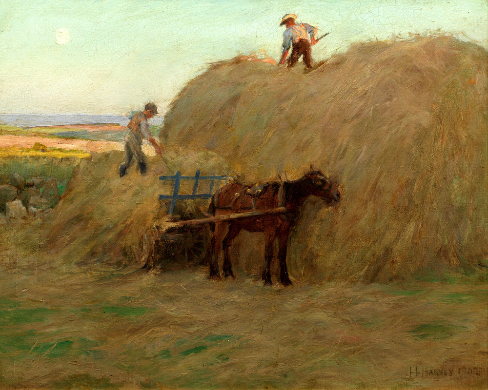 Harold Harvey Print, Building the hayrick (1902) as an unframed print