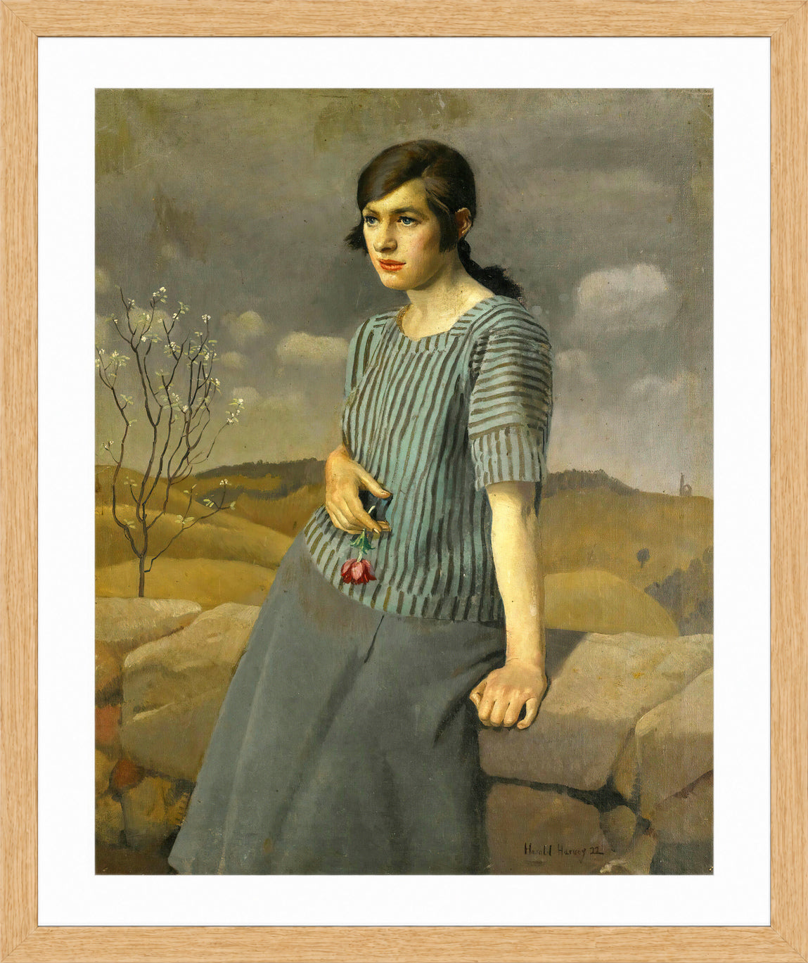 Harold Harvey Print, Clara (1922) in an oak frame