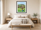 Harold Harvey Print, Early spring (1918) displayed above a bed