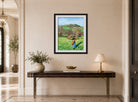 Harold Harvey Print, Early spring (1918) displayed above a console table