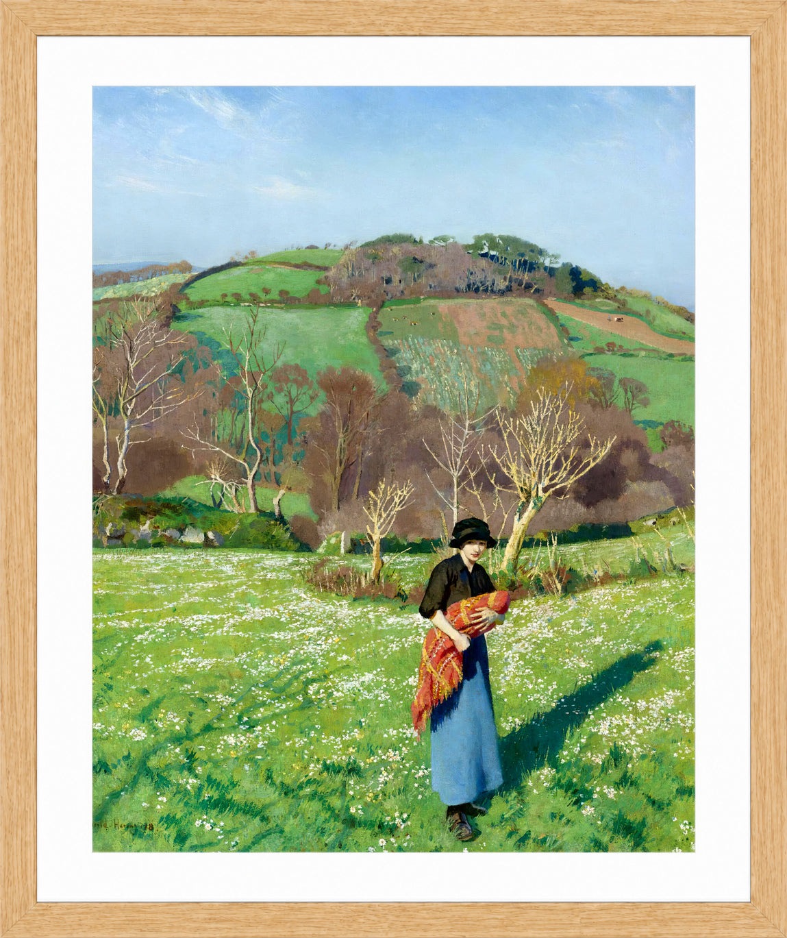 Harold Harvey Print, Early spring (1918) in an oak frame