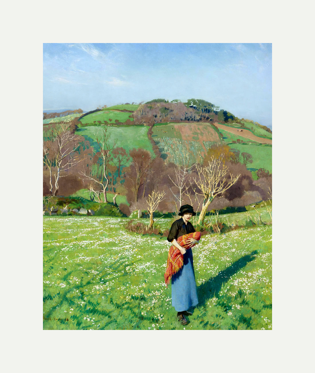 Harold Harvey Print, Early spring (1918) with an off-white border for rolled canvas