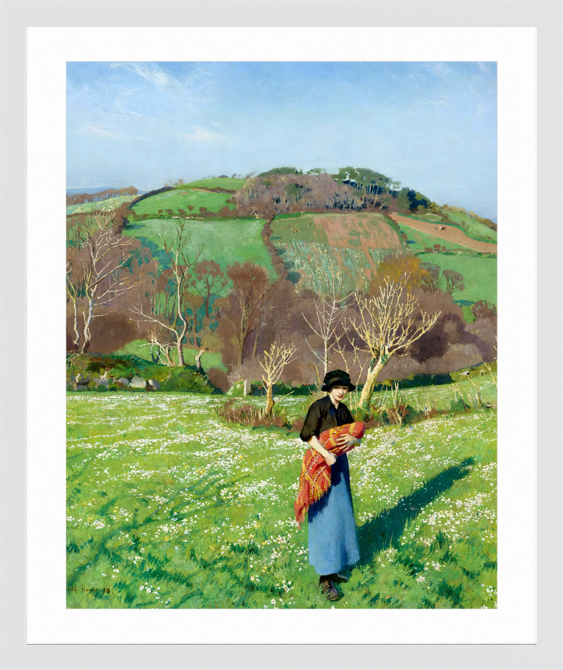 Harold Harvey Print, Early spring (1918) in a white frame