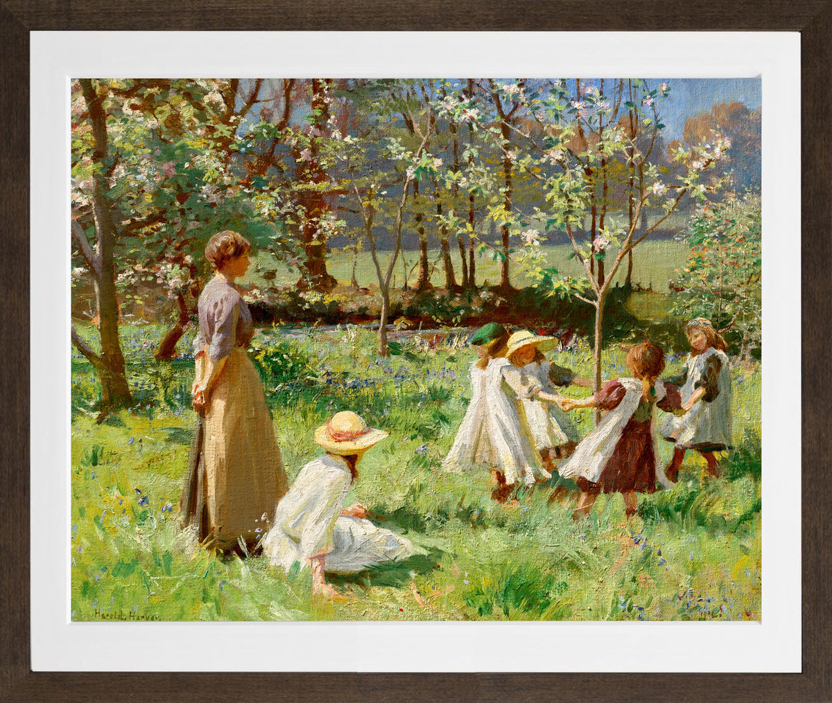 Harold Harvey Print, Maytime (1912) in a brown frame