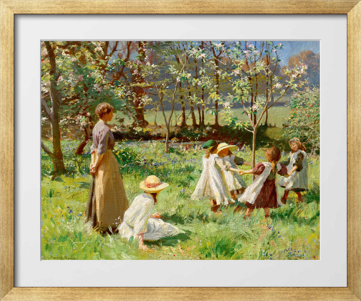 Harold Harvey Print, Maytime (1912) in a gold frame