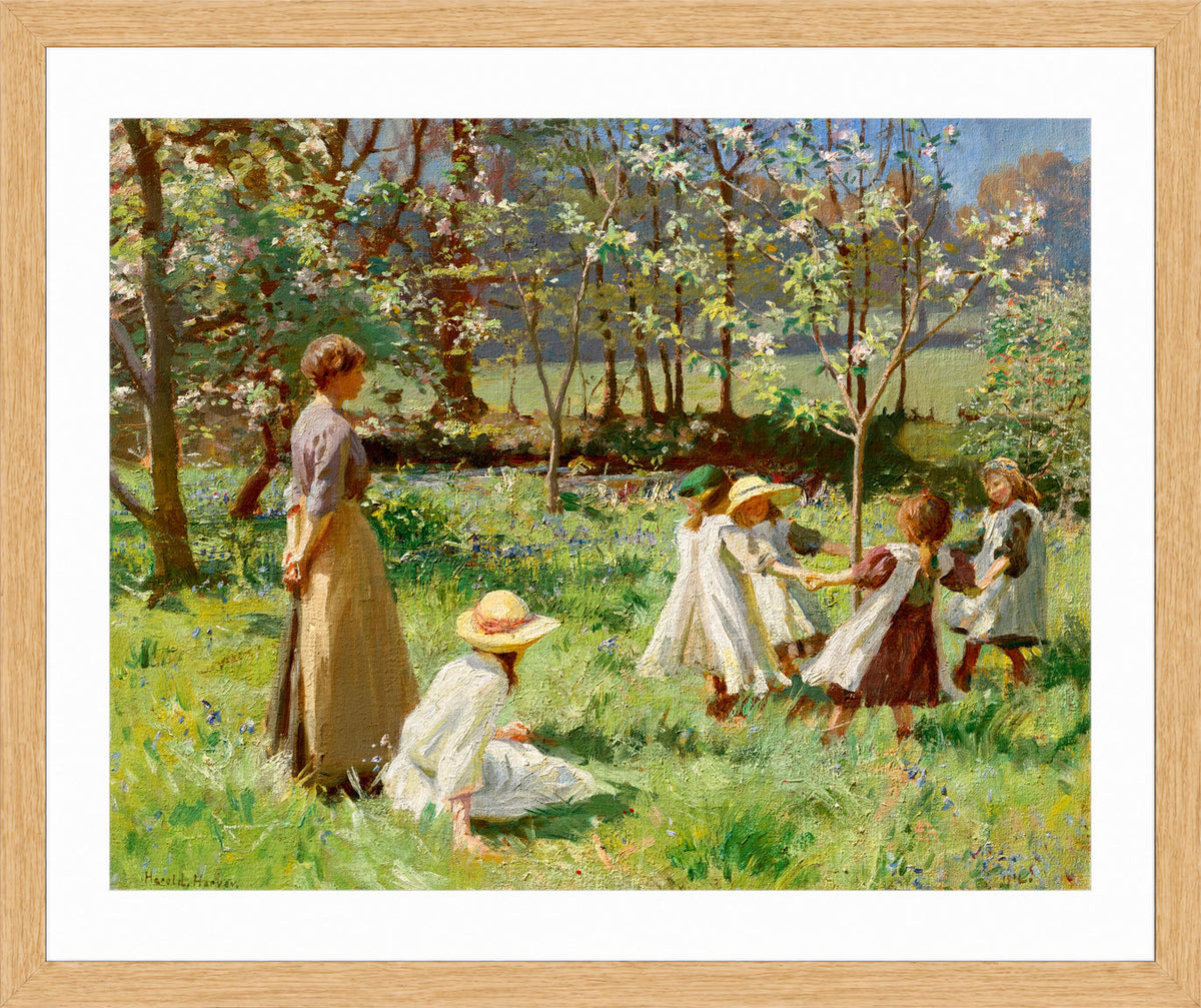 Harold Harvey Print, Maytime (1912) in an oak frame