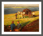 Harold Harvey Print, Spreading the nets in a dark grey frame