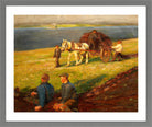 Harold Harvey Print, Spreading the nets in a light grey frame