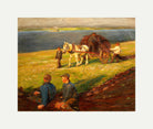 Harold Harvey Print, Spreading the nets with an off-white border for rolled canvas