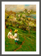 Harold Harvey Print, Springtime In The Orchard in a dark grey frame