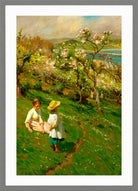 Harold Harvey Print, Springtime In The Orchard in a light grey frame