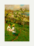 Harold Harvey Print, Springtime In The Orchard with an off-white border for rolled canvas