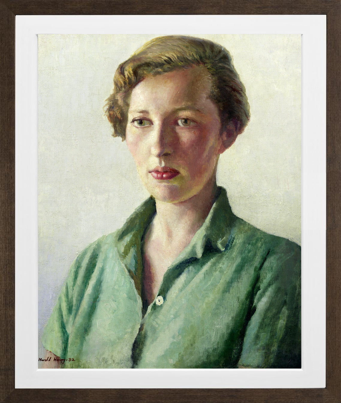 Harold Harvey Print, Sue Palmer in a brown frame