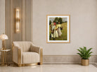 Harold Harvey Print, The Blackberry Harvest displayed in an Art Deco interior
