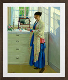 Harold Harvey Print, The Blue Gown (1917) in a brown frame