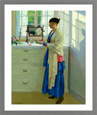Harold Harvey Print, The Blue Gown (1917) in a light grey frame