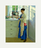 Harold Harvey Print, The Blue Gown (1917) with an off-white border for rolled canvas