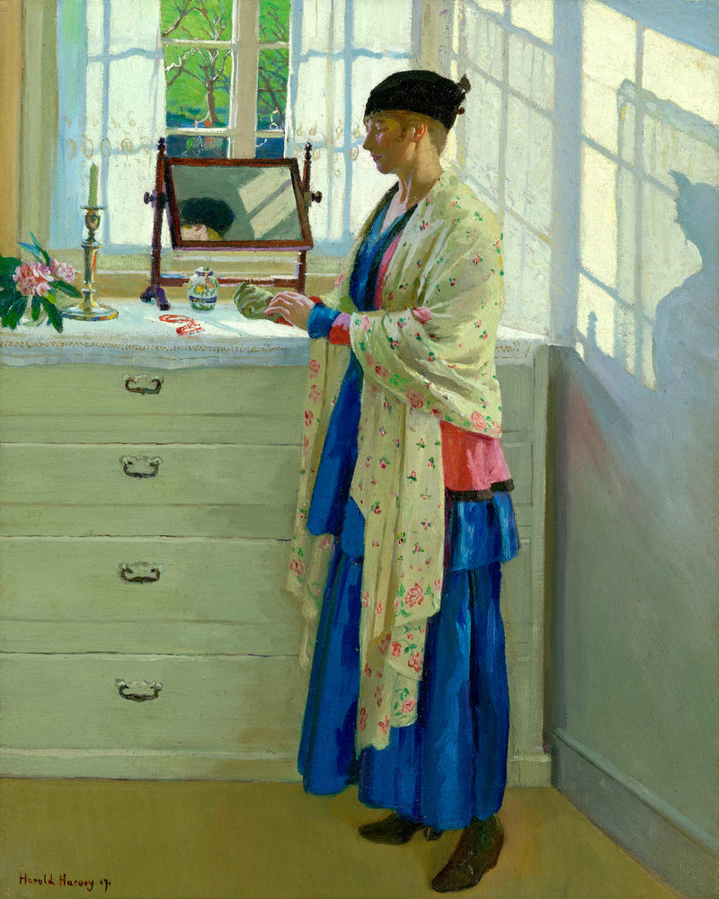 Harold Harvey Print, The Blue Gown (1917) as an unframed print