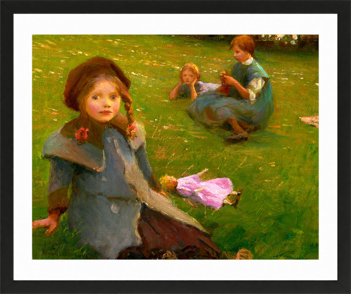 Harold Harvey Print, The lilac doll in a black frame