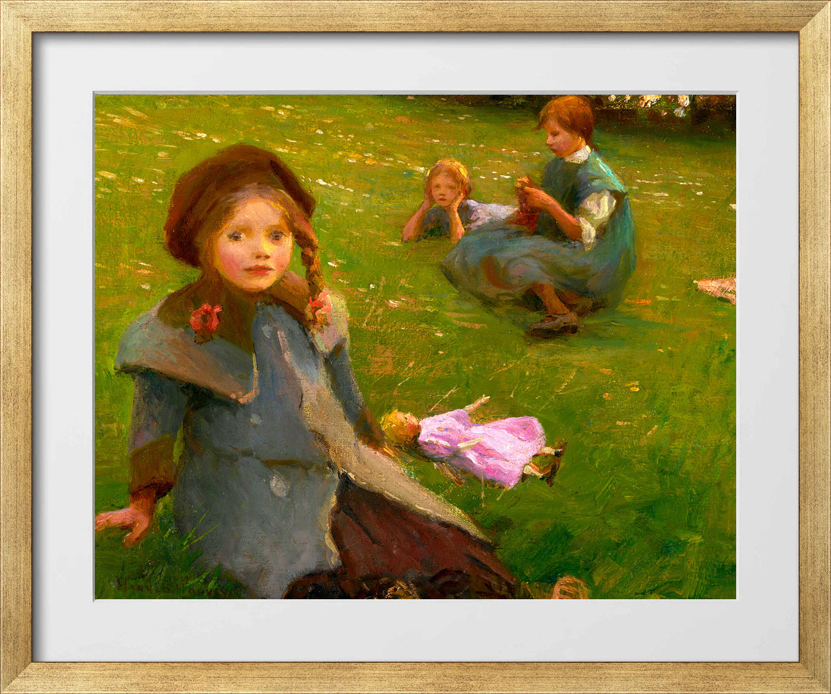 Harold Harvey Print, The lilac doll in a gold frame