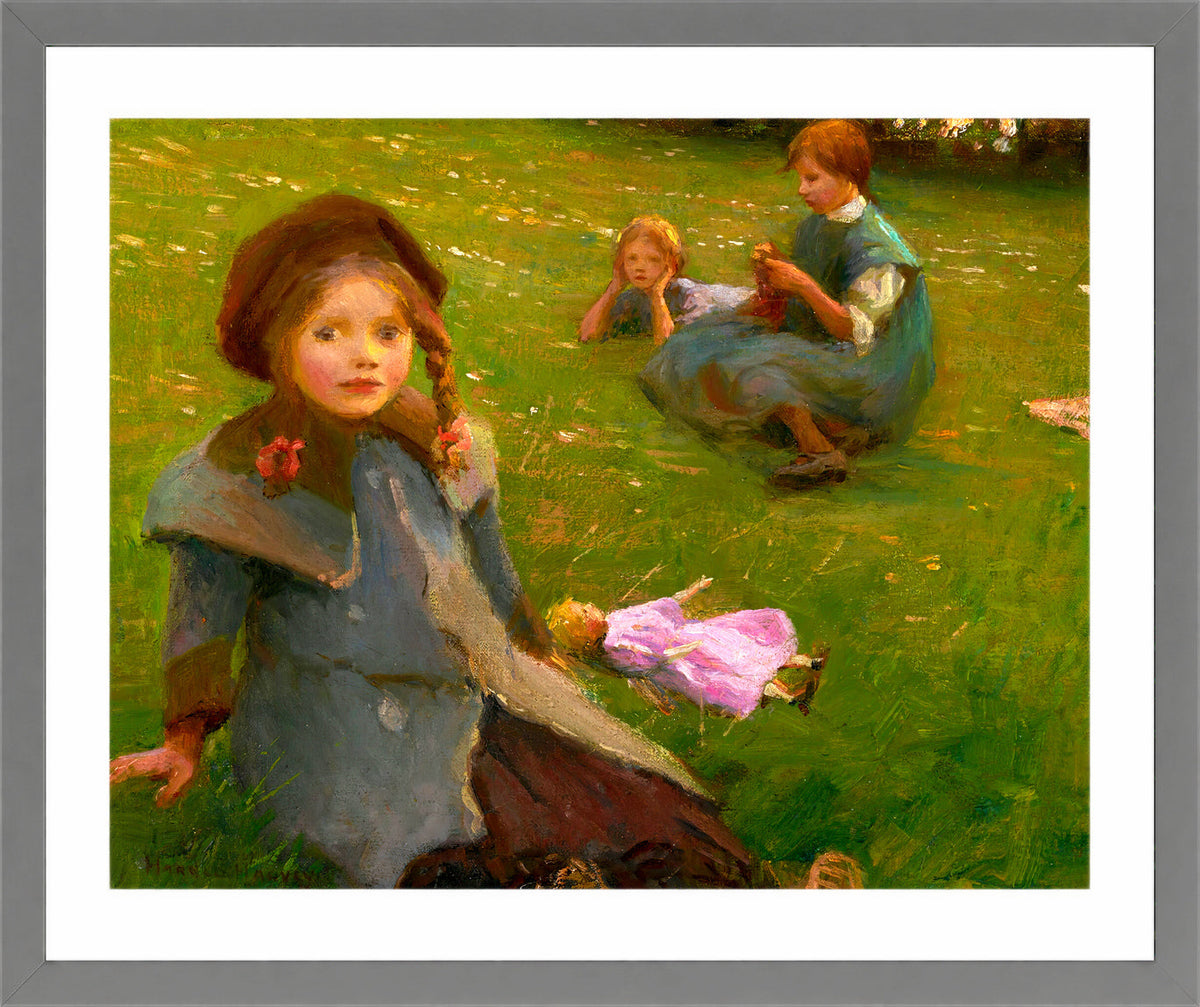 Harold Harvey Print, The lilac doll in a light grey frame