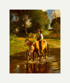 Harold Harvey Print, The watering place with an off-white border for rolled canvas