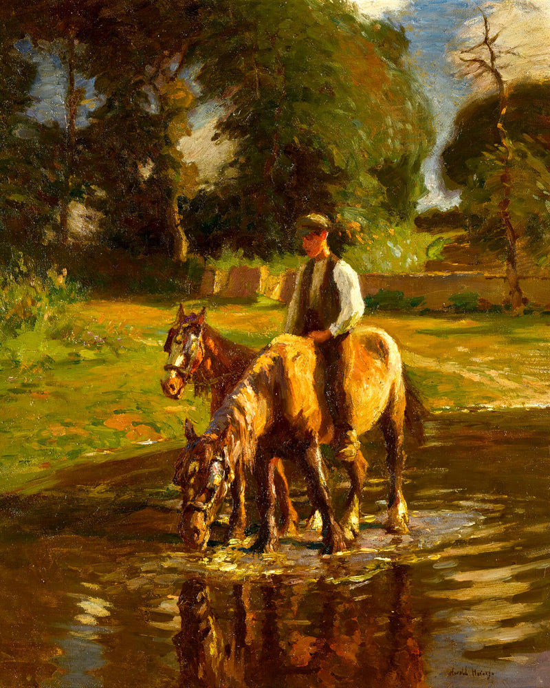 Harold Harvey Print, The watering place as an unframed print