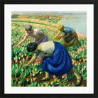 Harold Harvey Print, Tulip Pickers (1926) in a black frame