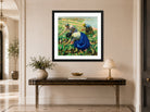 Harold Harvey Print, Tulip Pickers (1926) displayed above a console table