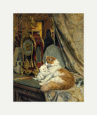 A Mother Cat and Her Kitten with a Bracket Clock (1897) by Henriette Ronner-Knip — rolled canvas