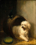 A Puppy in a Barrel by Henriette Ronner-Knip — unframed