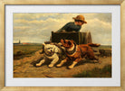 Boy with a Dog Cart by Henriette Ronner-Knip — gold frame