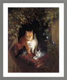 Cat with Kittens (1844) by Henriette Ronner-Knip — light grey frame
