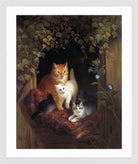 Cat with Kittens (1844) by Henriette Ronner-Knip — white frame