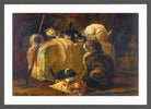 Kittens at Play — The Draped Chair by Henriette Ronner-Knip — dark grey frame