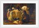 Kittens at Play — The Draped Chair by Henriette Ronner-Knip — white frame