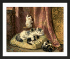 Kittens at Play — The Hanging Cord by Henriette Ronner-Knip — black frame