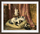 Kittens at Play — The Hanging Cord by Henriette Ronner-Knip — brown frame